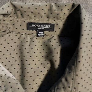 Notations Khaki Blouse with Black Dots